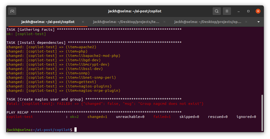 Microsoft Copilot Ansible script being executed
