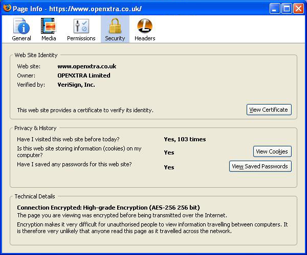 Firefox SSL Certificate more information